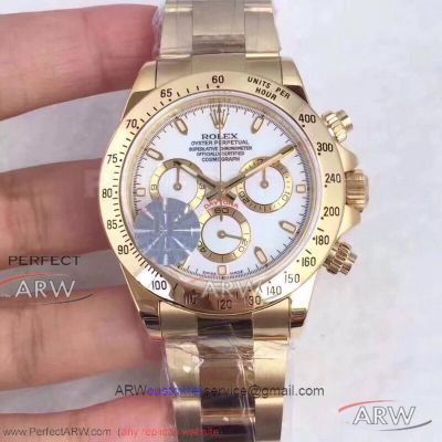 JF Factory Rolex Cosmograph Daytona 40mm 7750 Automatic Watch - LN116528 White Dial All Gold Case
